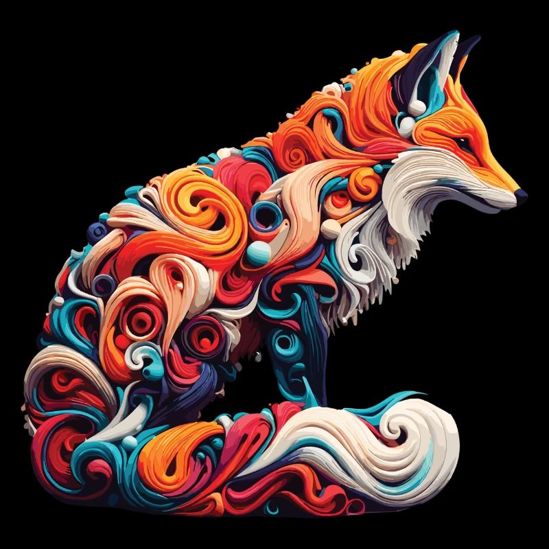Renard abstrait coloré