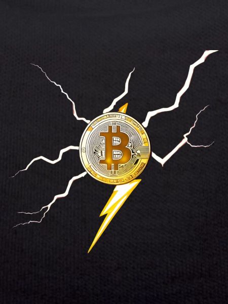 Bitcoin-Logo mit Blitzen