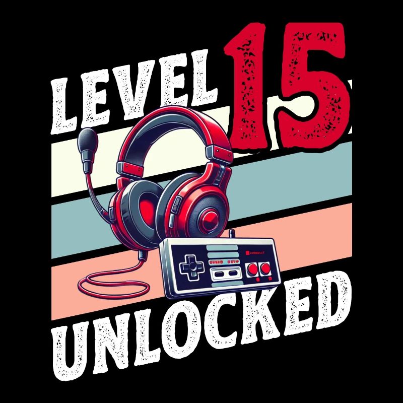 15. GEBURTSTAG JUNGE RETRO GAMER GAMING LEVEL