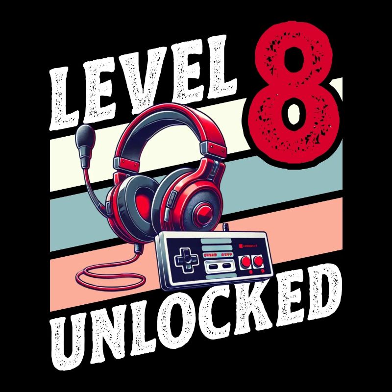 8. GEBURTSTAG JUNGE RETRO GAMER GAMING LEVEL