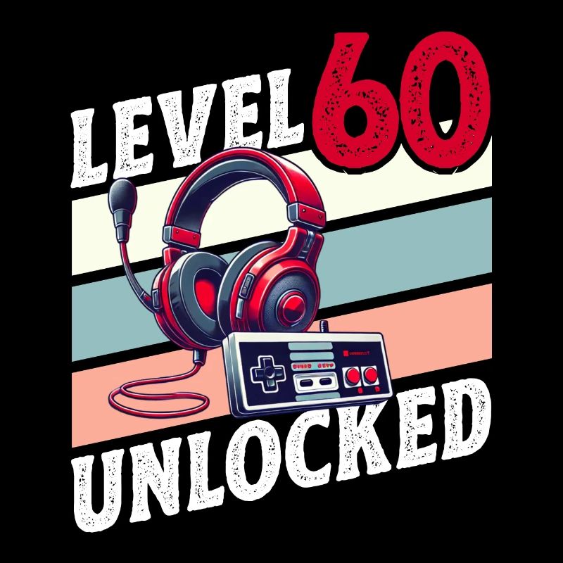 60. GEBURTSTAG MANN RETRO GAMER GAMING LEVEL