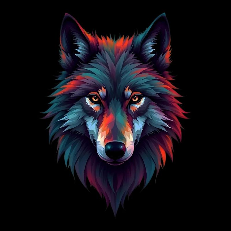 Wolf Kunst in Bunt Tier Motiv Kunst Wolf