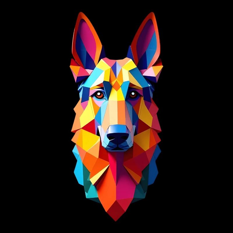 Schäferhund Polygon Hund Tier Motiv Kunst Hunde