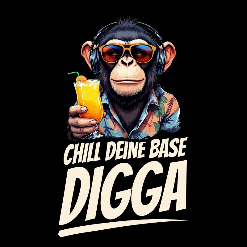 Lustige DJ Affe mit Sonnenbrille Chill deine Base
