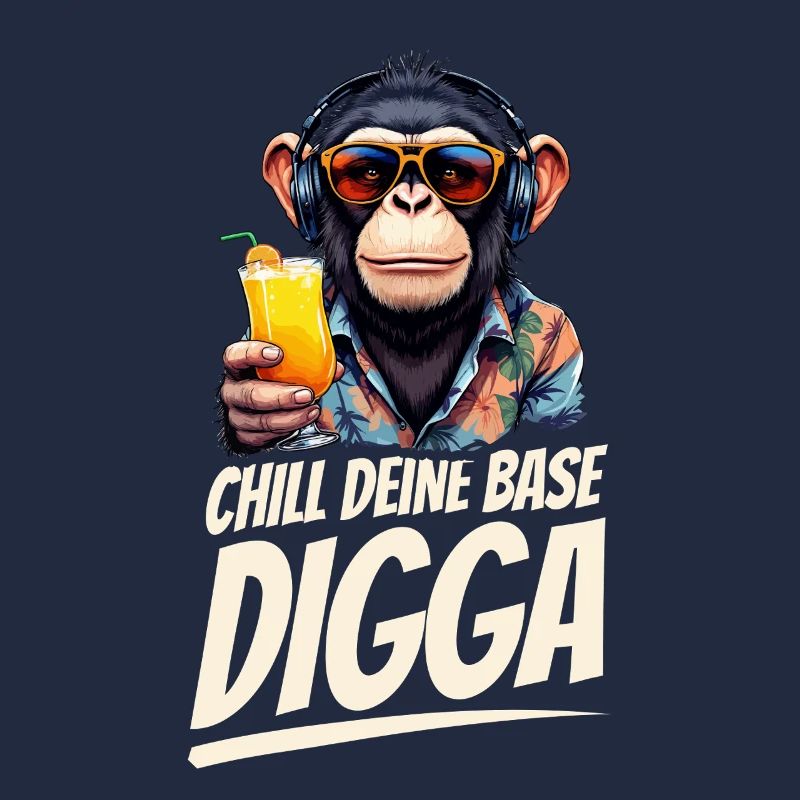 Lustige DJ Affe mit Sonnenbrille Chill deine Base