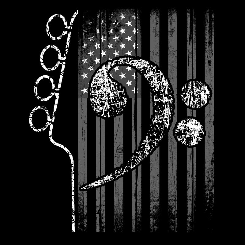 Drapeau américain avec guitare et basse clef