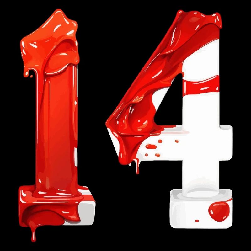 NR. 14 NUMMER 14 ROT WEIß 14. GEBURTSTAG