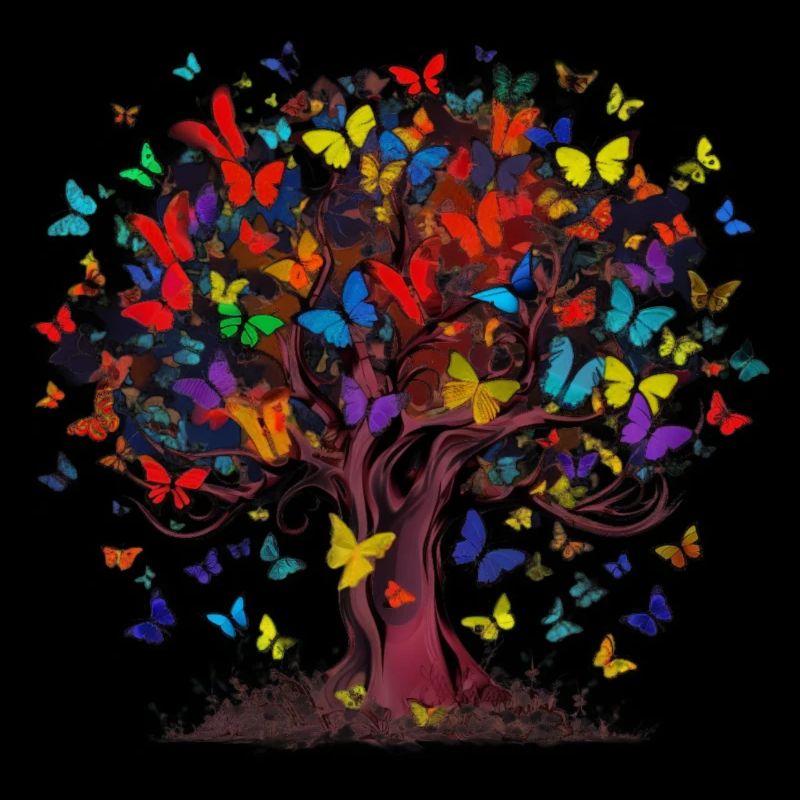 Schmetterlingsbaum Bunte Schmetterlinge Fliegen