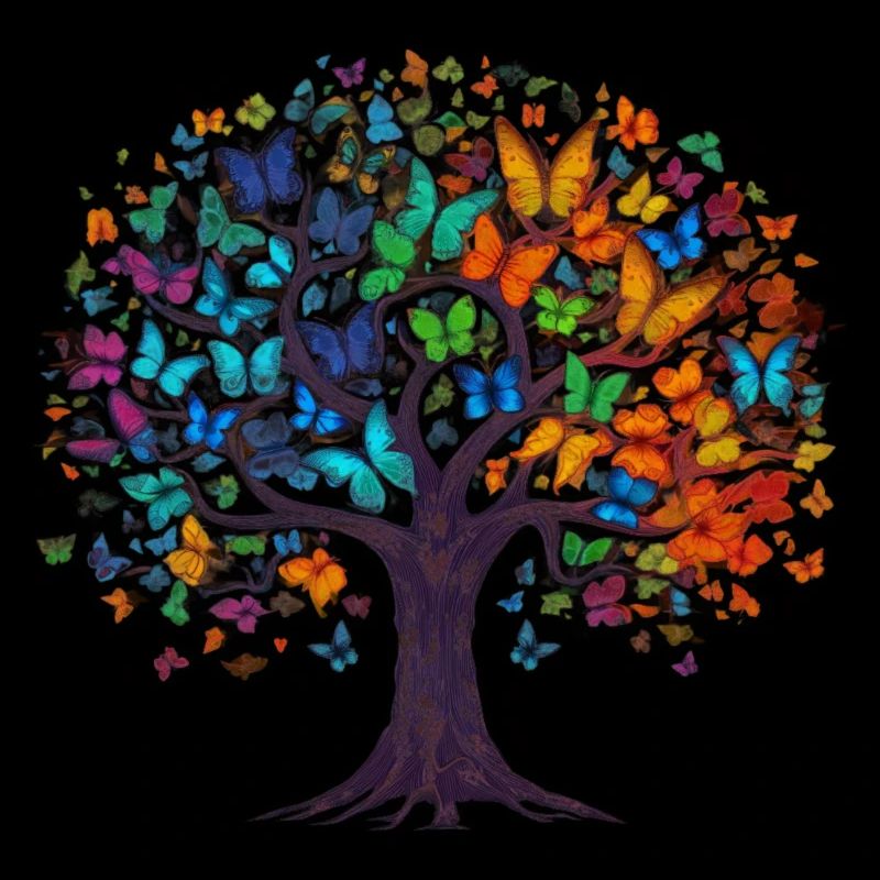 Schmetterlingsbaum Bunte Schmetterlinge Fliegen