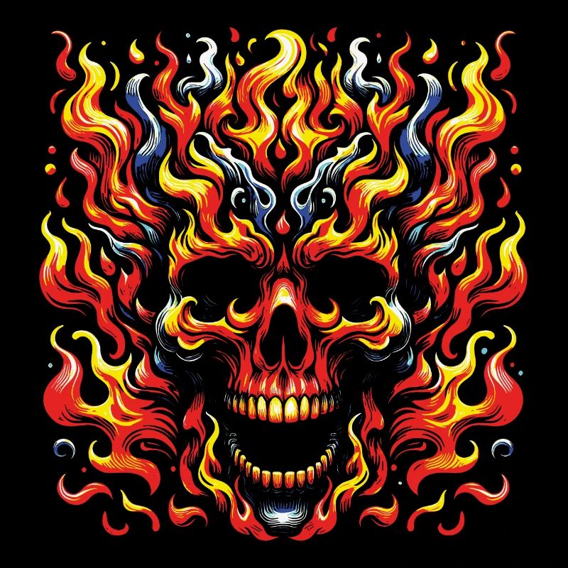 Skull mit Flammen brennender Skull