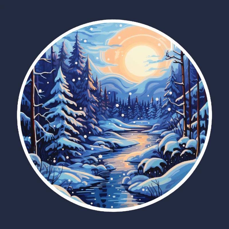 Paysage d’hiver forêt avec rivière