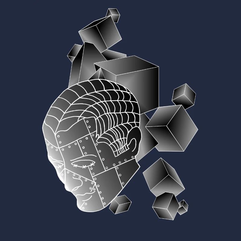 Robot with cube dark grey