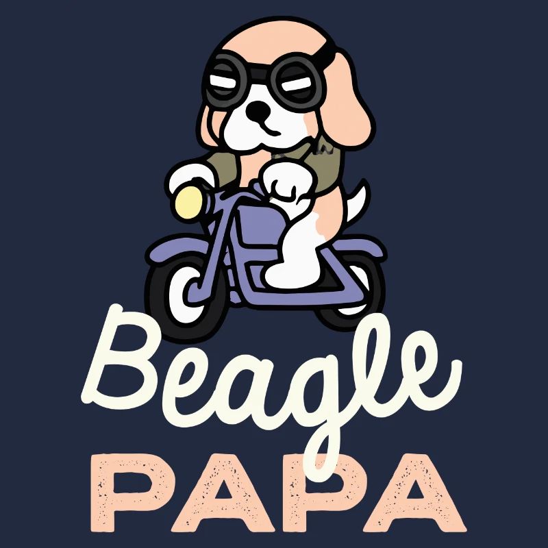 Beagle Papa Biker Hund Papa Geschenk Retro