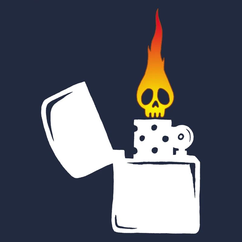 flaming skull and white lighter