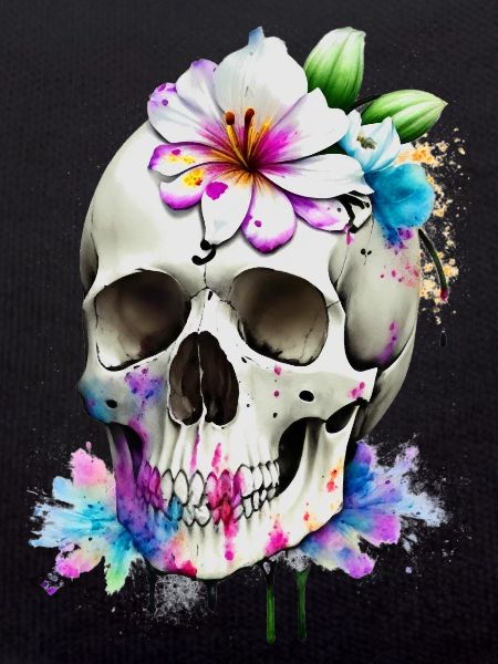 Skull with lilies