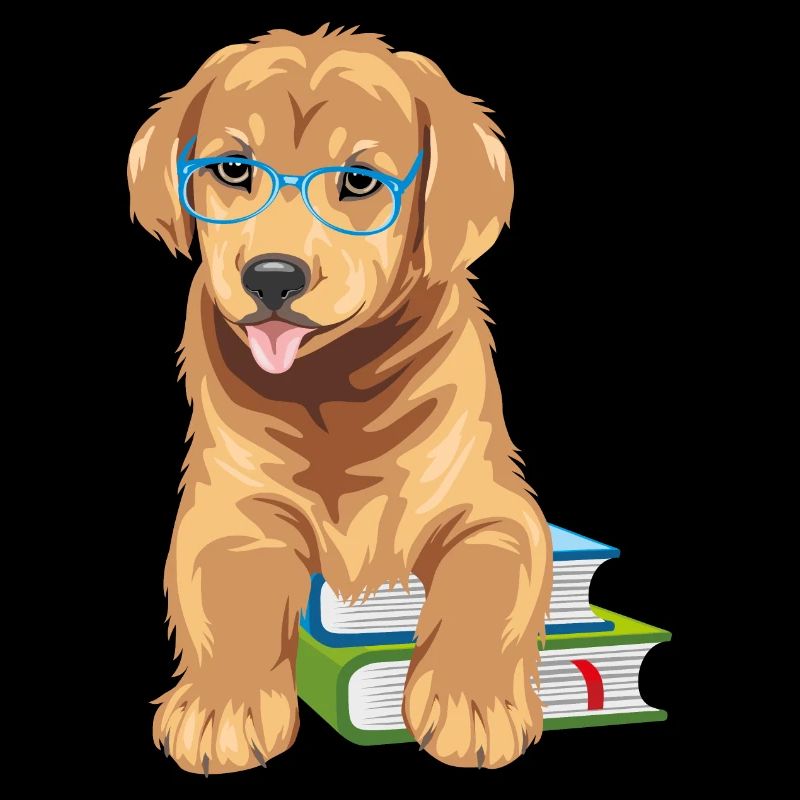 Intelligenter Golden Retriever mit Büchern