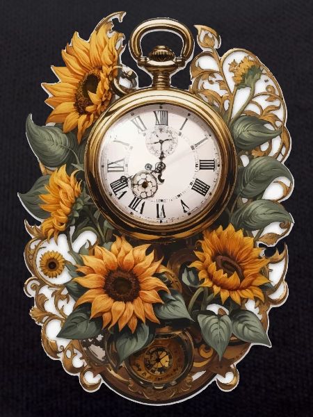 Clock with sunflowers