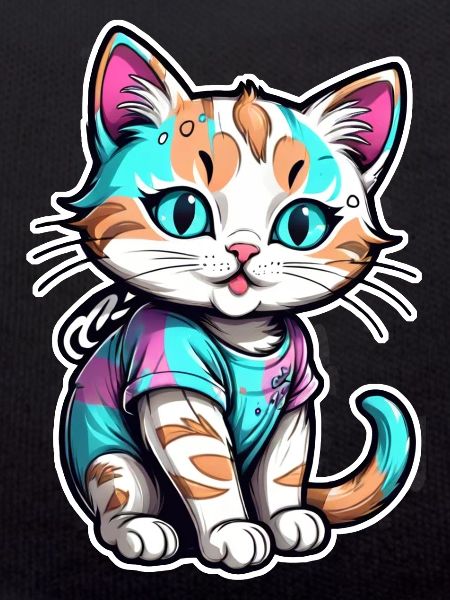 chat aquarelle kawaii