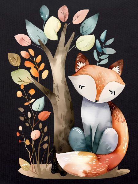 Niedlicher Fuchs unter Baum