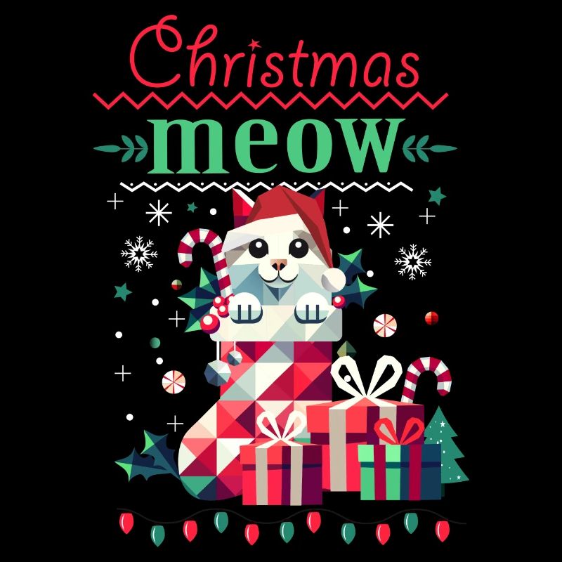 Chat espiègle en bas - Style de Noël laid