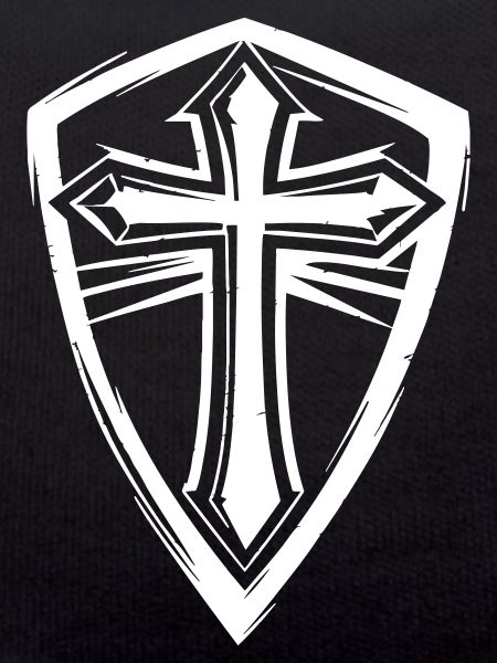 Cross symbol in shield design