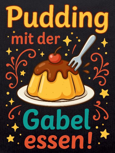 Pudding mit der Gabel Essen 