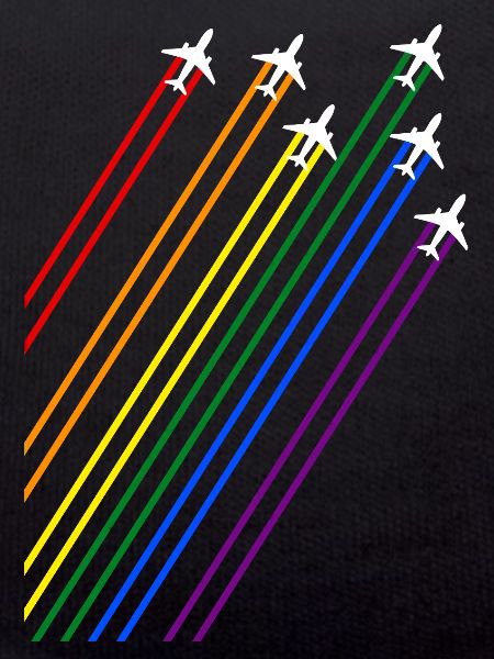 Airplanes with rainbow trails