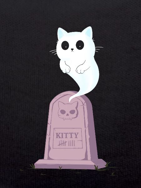 Ghost kitten on the gravestone