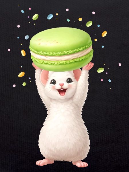 Cute mouse with green macaron