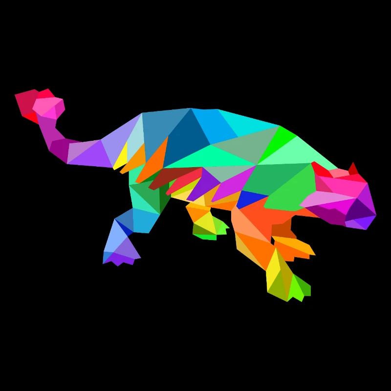 Polygone de dinosaure ankylosaure arc-en-ciel coloré
