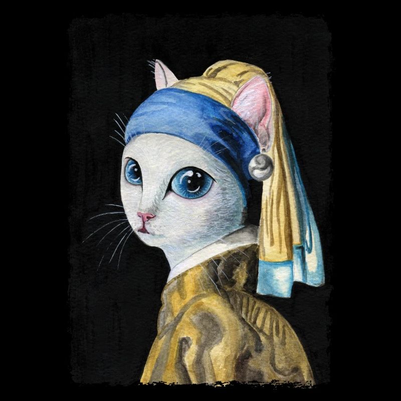 Katze mit Perlenohrring