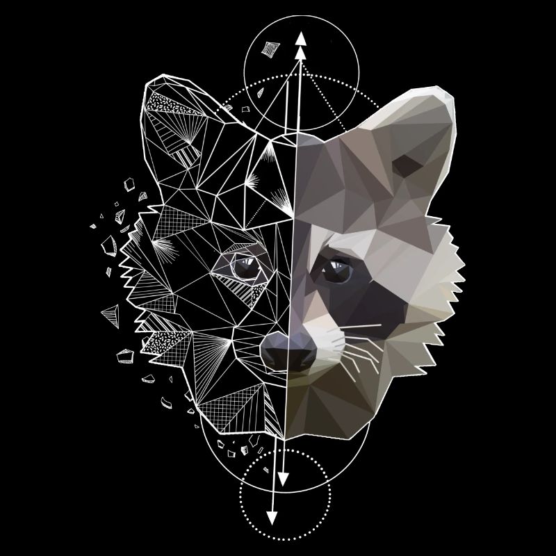 Low Poly Art Raccoon Racoon Cool Polygon Tattoo