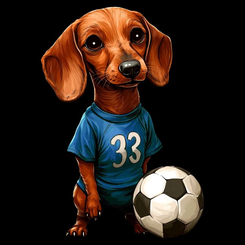 Football Dachshund blue