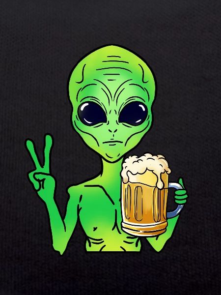 Alien trinkt Bier