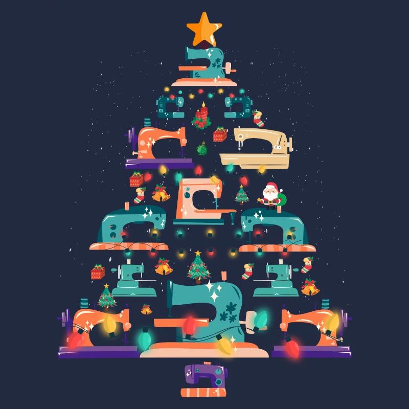 Christmas Sewing Machine Xmas Tree Quilter Lover