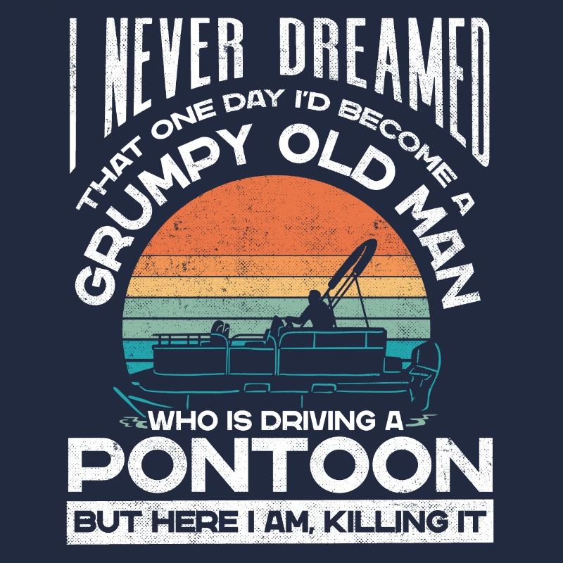 Grumpy old man driving a pontoon