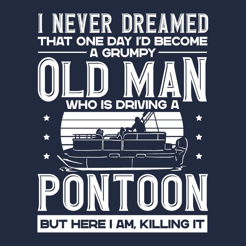 Grumpy old man driving a pontoon