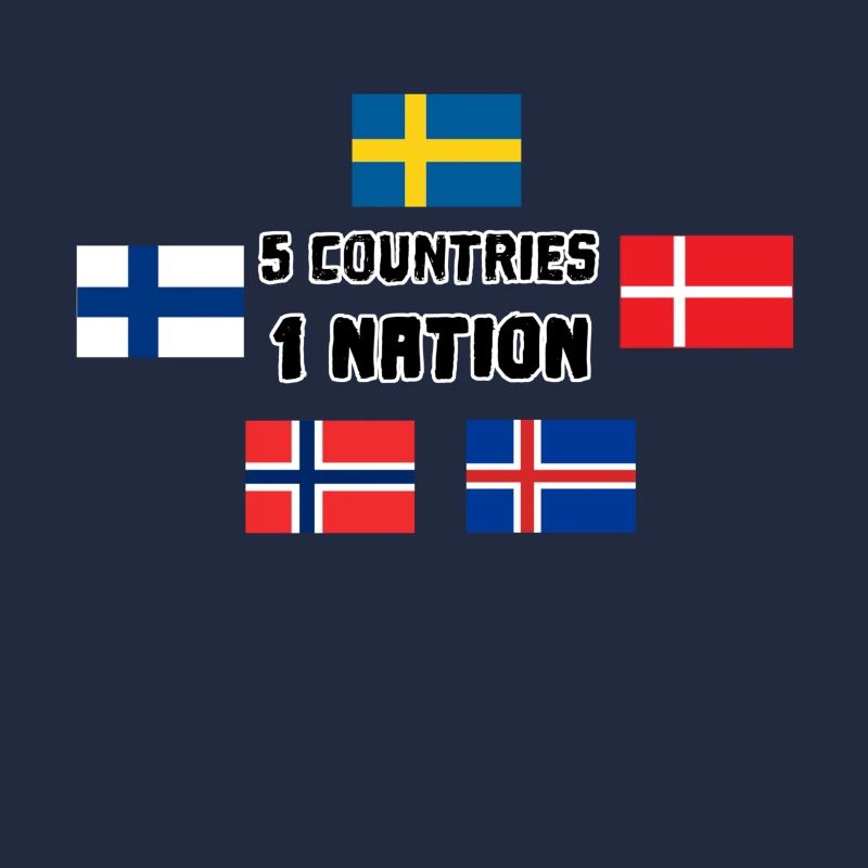 5 countries 1 nation Scandinavia flags gift