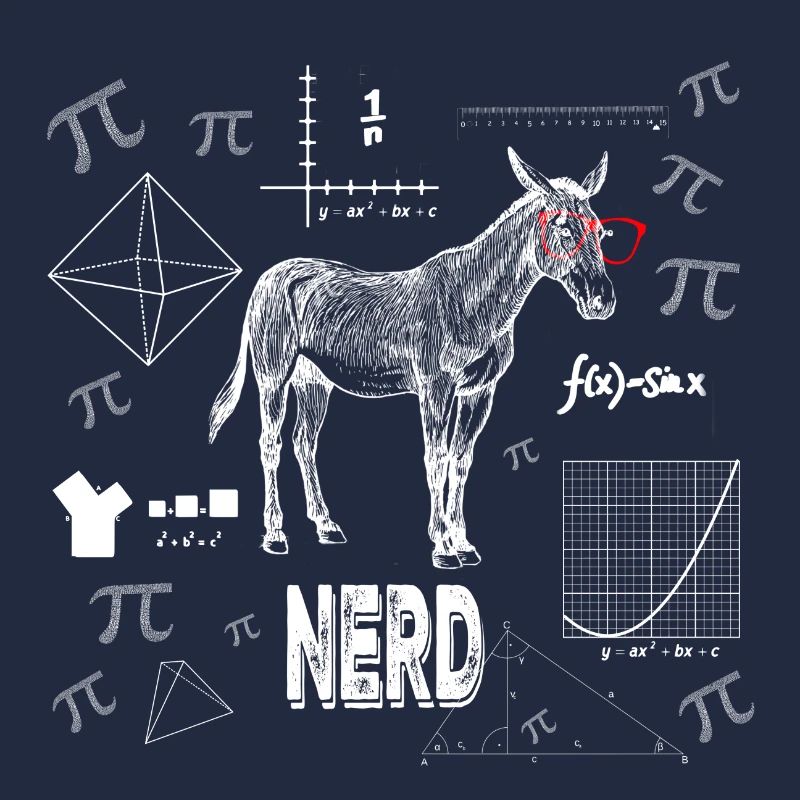 Chemise d'âne cheval nerd math bookworm nerdyT