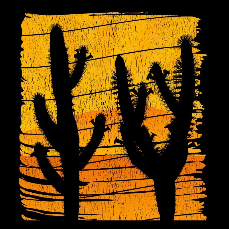 Cactus Cactus Sunset Retro