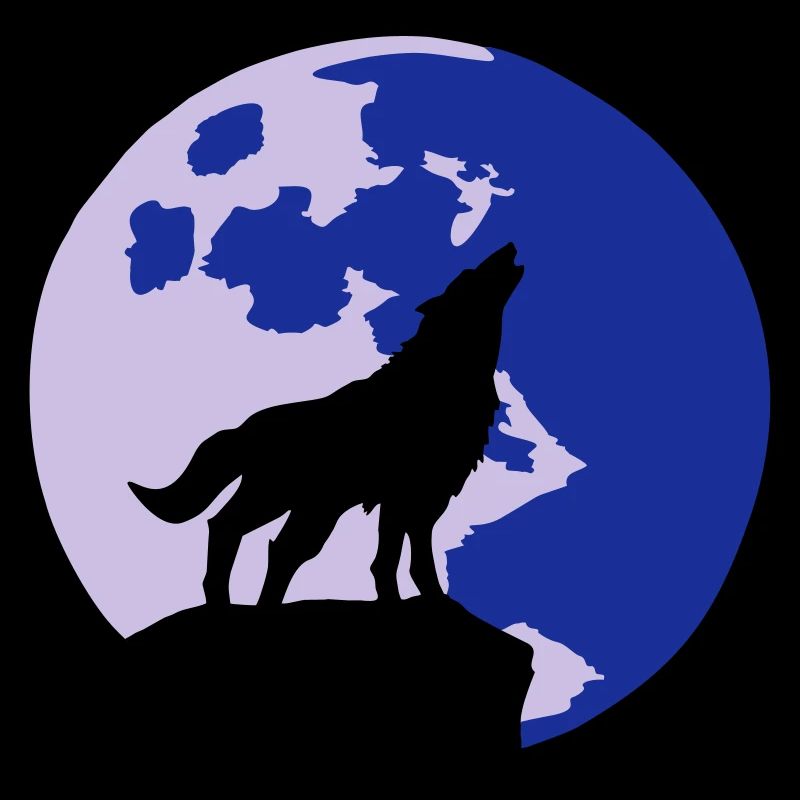 wolf and full moon