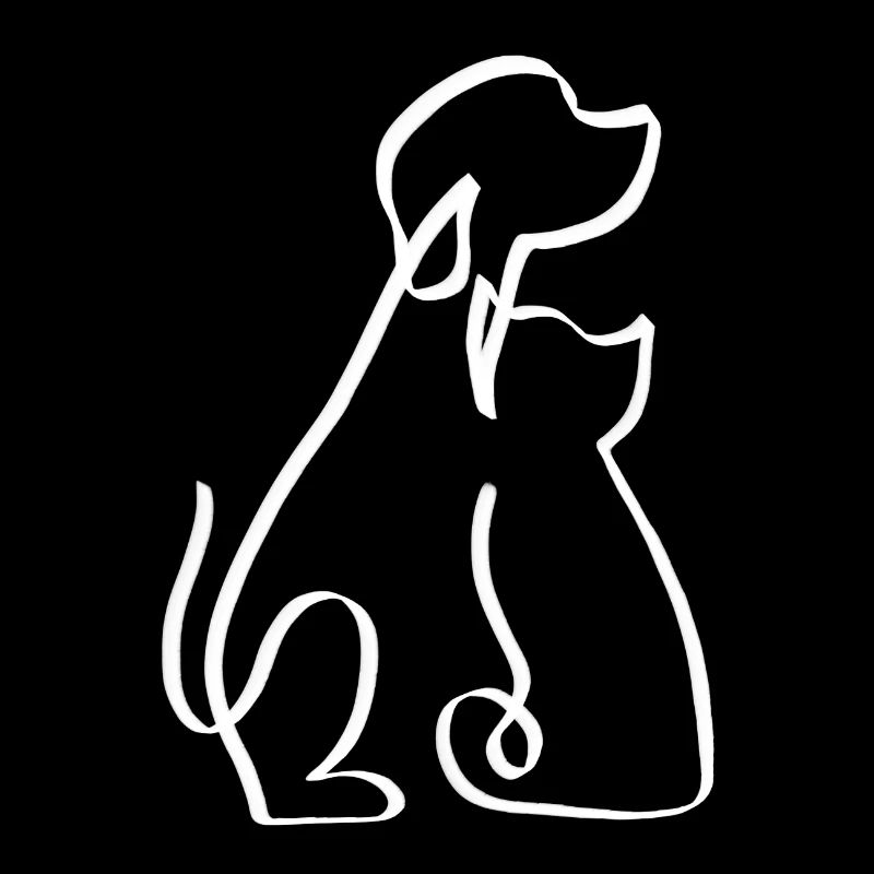 Chien et chat une ligne blanc