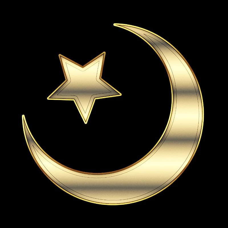 Islam: le croissant de lune et l'étoile - plaqué or