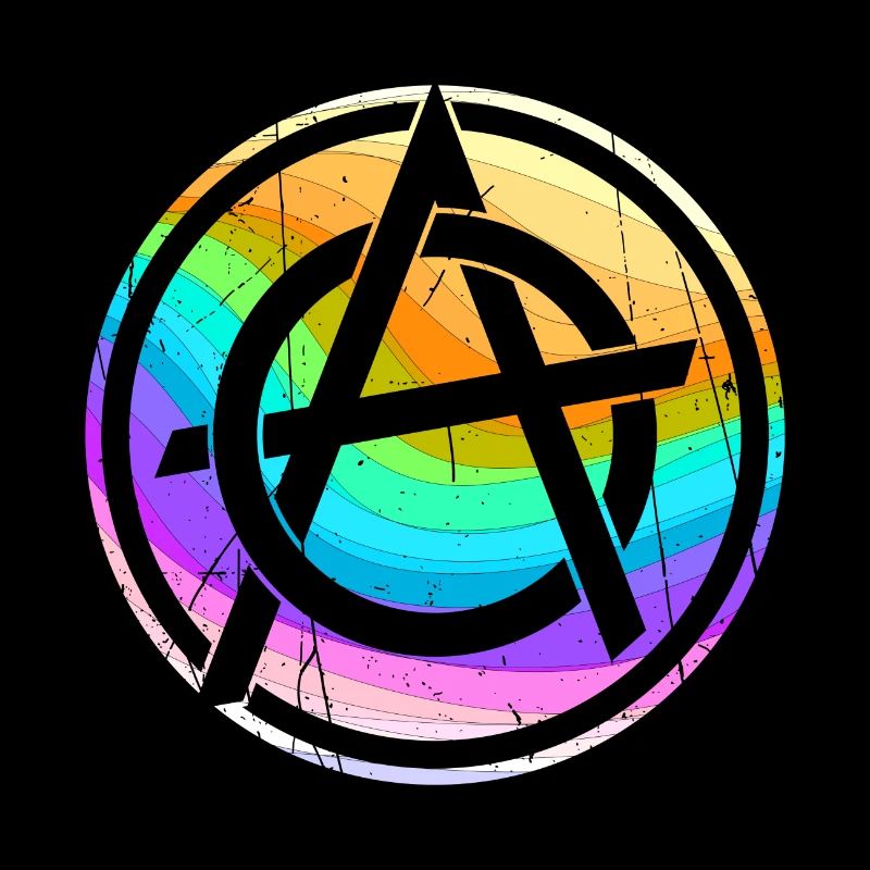 Colorful anarchy symbol punk logo anarchists