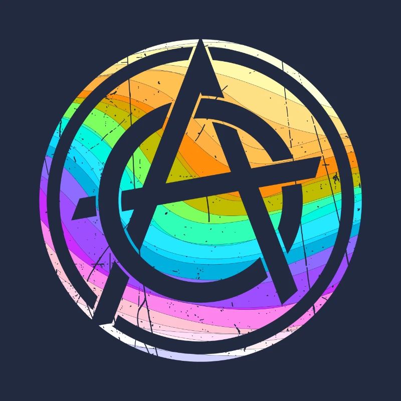 Colorful anarchy symbol punk logo anarchists