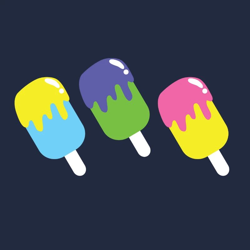 Trois glaces multicolores sur popsticks