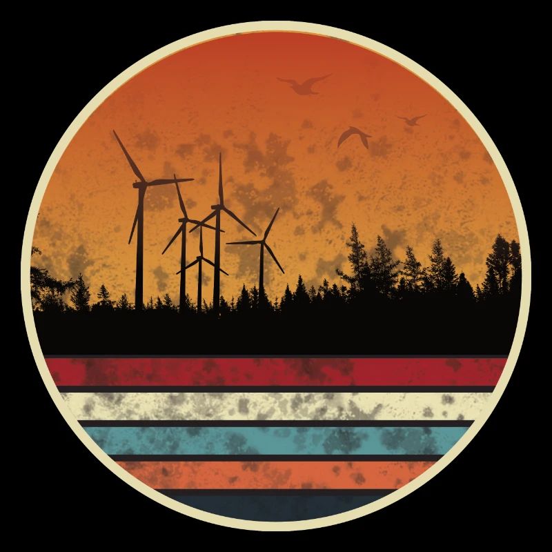 Parc éolien au coucher du soleil - Énergie éolienne