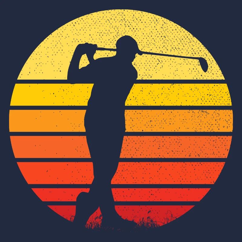 golf et golfeur devant un coucher de soleil sport