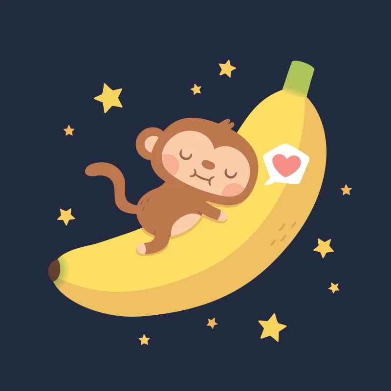 Mignon petit singe étreignant Banana Moon