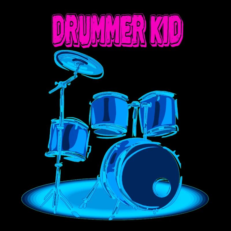 Drummer Kid Drum Set Young Musician